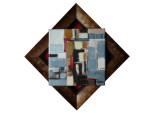Compositie in goud, COMPO-ART, Gerrit Hoogebeen, 40 x 40 cm
